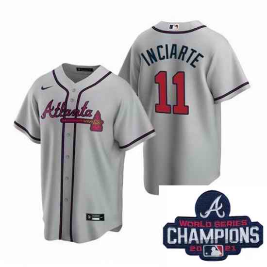 Men Nike Atlanta Braves #11 Ender Inciarter Gray Alternate Stitched Baseball Stitched MLB 2021 Champions Patch Jersey->2021 world series->MLB Jersey