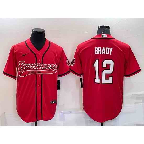 Men Tampa Bay Buccaneers #12 Tom Brady Red Cool Base Stitched Baseball Jersey