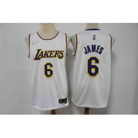 Men Los Angeles Lakers Lebron James #6 75th Anniversary White Nike Stitched Jersey