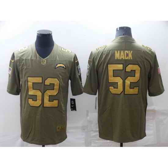 Men Los Angeles Chargers #52 Khalil Mack Olive Gold Salute To Service Limited Stitched jersey