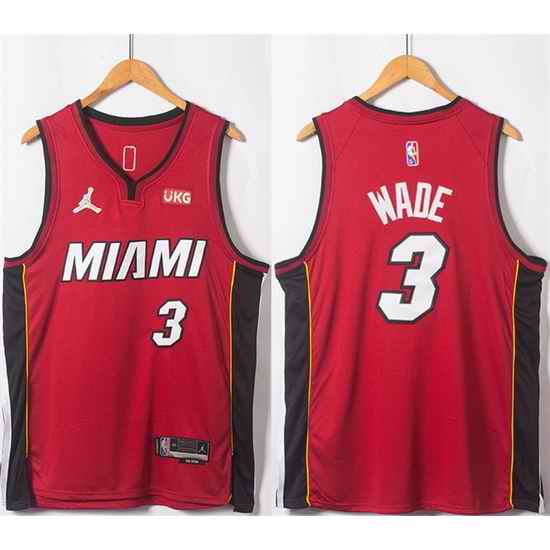 Men Miami Heat #3 Dwyane Wade Red Statement Edition 75th Anniversary Stitched Jersey