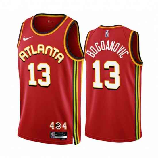 Men's Atlanta Hawks #13 Bogdan Bogdanovic 2022-23 Red Icon Edition Stitched Jersey->atlanta hawks->NBA Jersey