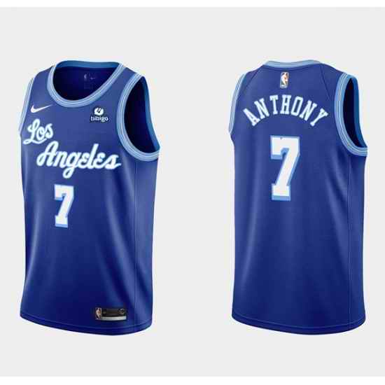 Men Los Angeles Lakers #7 Carmelo Anthony Blue Bibigo Stitched NBA Jersey