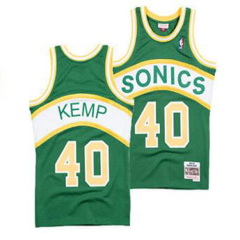 Men's Oklahoma City Thunder #40 Shawn Kemp Green Throwback SuperSonics Stitched Jersey->oklahoma city thunder->NBA Jersey