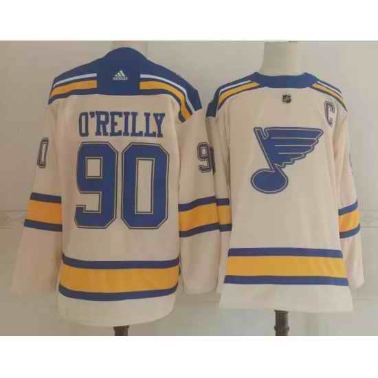 Men St Louis Blues #90 Ryan OReilly Cream 2022 Winter Classic Authentic Jersey