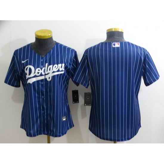 Women's Los Angeles Dodgers Blank Navy Blue Pinstripe Stitched MLB Cool Base Nike Jersey1->women mlb jersey->Women Jersey