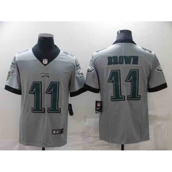 Men Philadelphia Eagles #11 A J Brown Grey Vapor Untouchable Limited Stitched jersey