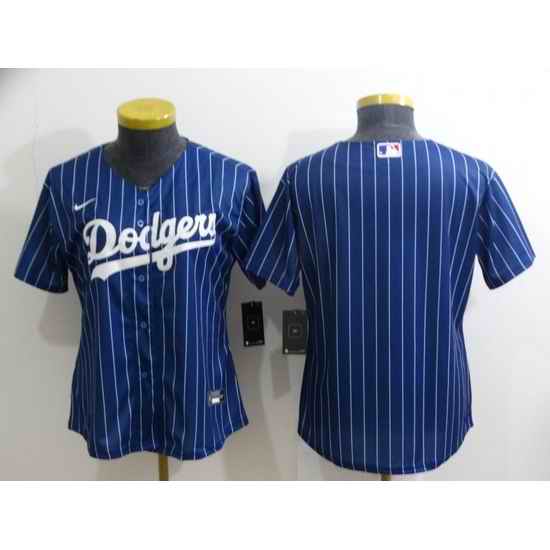 Women Los Angeles Dodgers Blank Blue Stitched Baseball Jersey 28Run Small 2