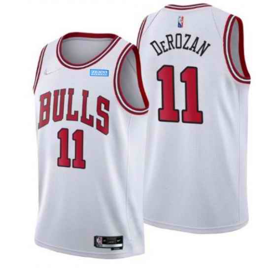 Men Chicago Bulls #11 DeMar DeRozan 75th Anniversary White Swingman Stitched Basketball Jersey