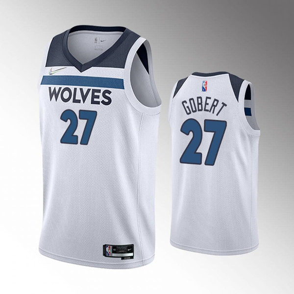 Men's Minnesota Timberwolves #27 Rudy Gobert Association Edition White 75th Anniversary Swingman Stitched Jersey->minnesota timberwolves->NBA Jersey