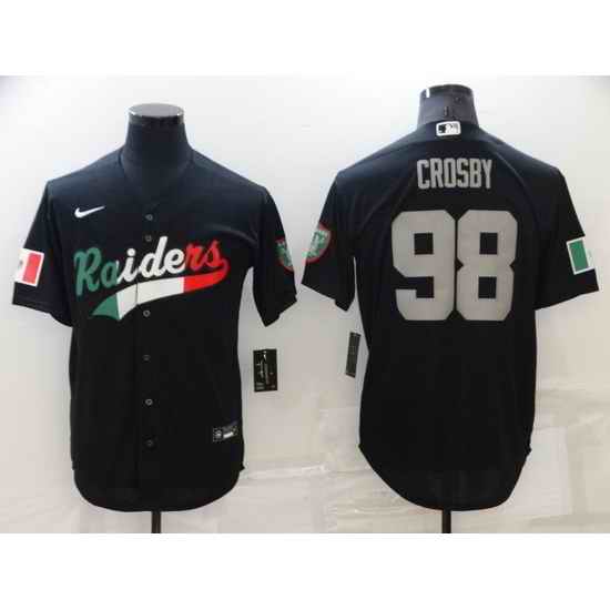 Men Las Vegas Raiders #98 Maxx Crosby Black Mexico Stitched Jerse