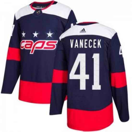 Men Washington Capitals #41 Vitek Vanecek Adidas Authentic 2018 Stadium Series Jersey   Navy Blue->washington capitals->NHL Jersey