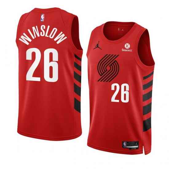 Men Portland Trail Blazers 26 Justise Winslow 2022 #23 Red Statement Edition Swingman Stitched Basketball Jersey->portland trail blazers->NBA Jersey