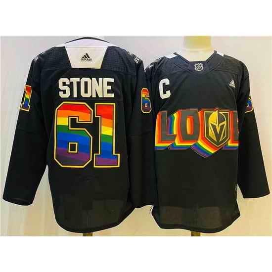 Men Vegas Golden Knights #61 Mark Stone 2022 Black Pride Night Stitched Jersey->vegas golden knights->NHL Jersey