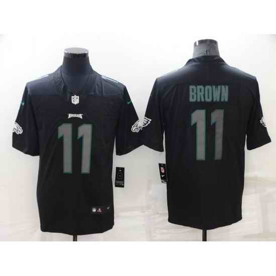 Men Philadelphia Eagles #11 A J Brown Black Impact Limited Stitched Jerse