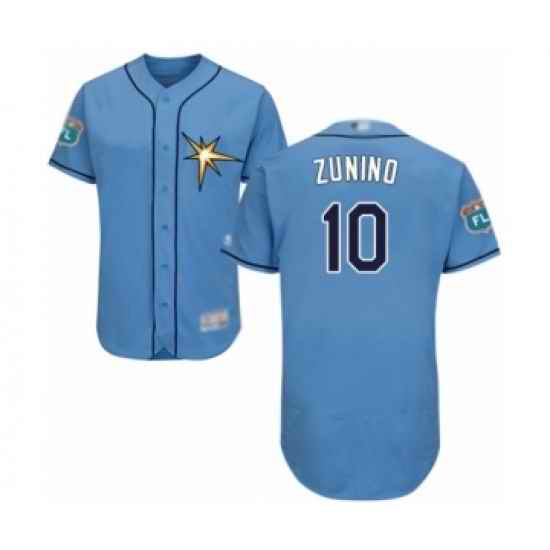 Men's Tampa Bay Rays #10 Mike Zunino Light Blue Flexbase Authentic Collection Baseball Player Jersey