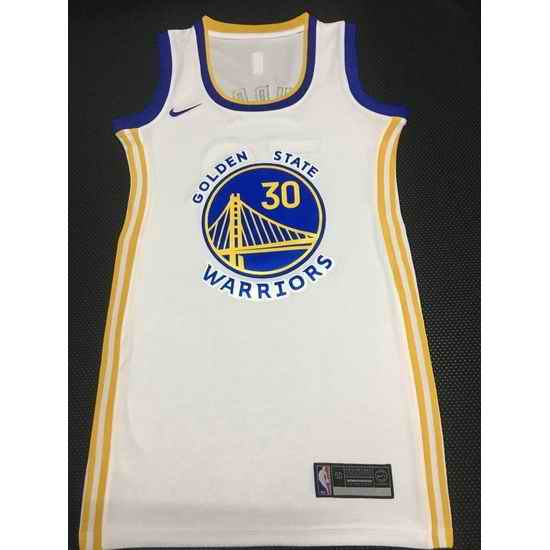 Women Golden Warriors #30 Stephen Curry Dress Stitched Jersey White