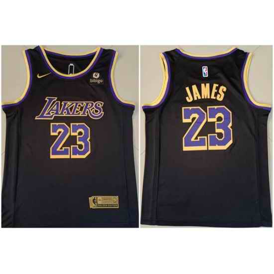 Men Los Angeles Lakers #23 LeBron James Bibigo Black Stitched Basketball Jersey