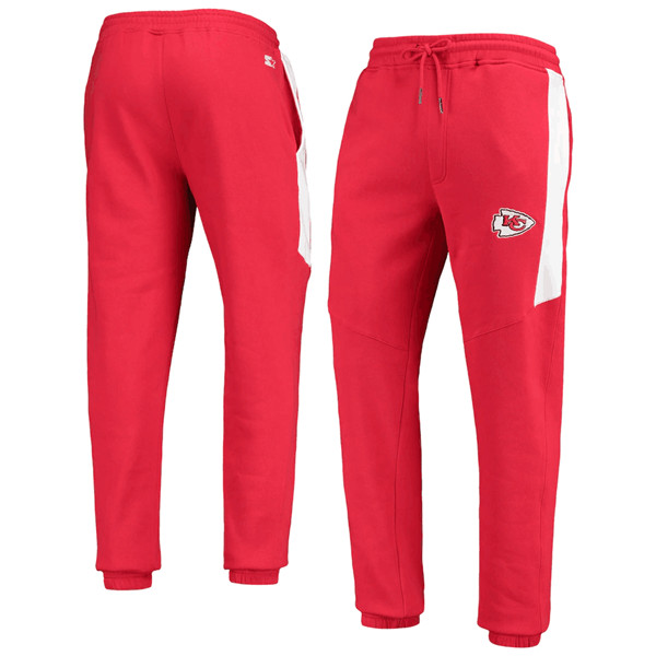 Men's Kansas City Chiefs Starter Red /White Goal Post Fleece Pants->kansas city chiefs->NFL Jersey