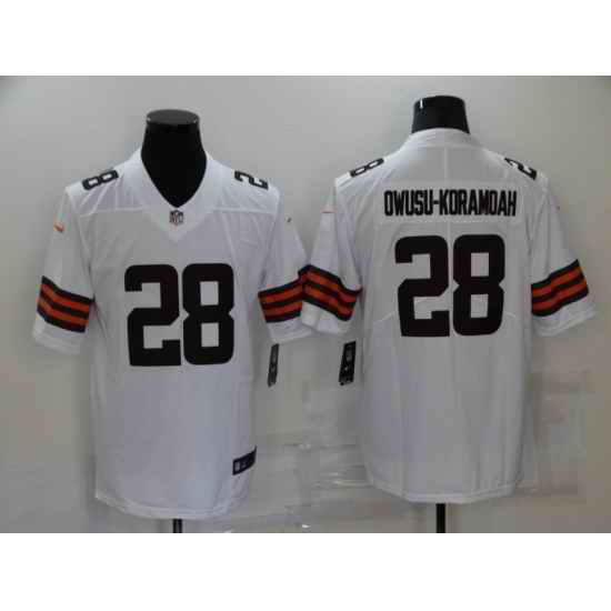 Men Cleveland Browns #28 Owusu-koramoah White 2021 Vapor Untouchable Limited Player Nike NFL Jersey