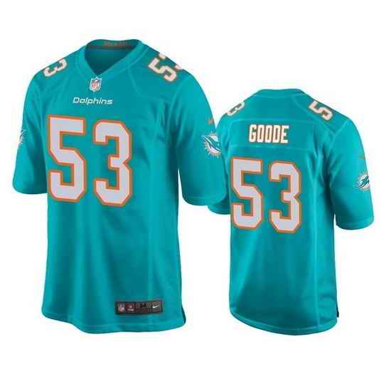 Men Miami Dolphins #53 Cameron Goode Aqua Stitched Football Jersey