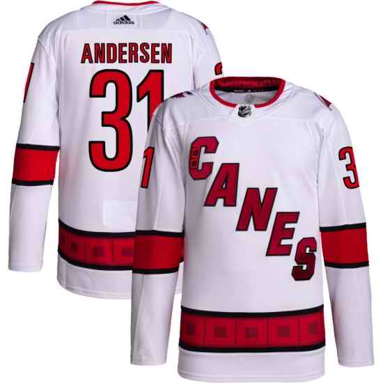 Men Carolina Hurricanes Frederik Andersen #31 White Adidas Reverse Retro Jersey