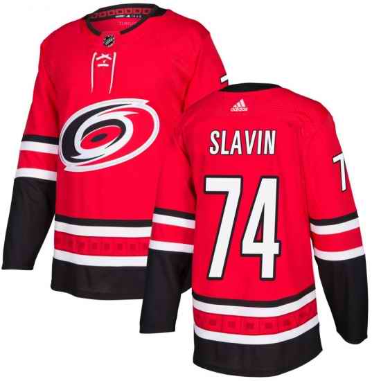 Mens Adidas Carolina Hurricanes #74 Jaccob Slavin Authentic Red Drift Fashion NHL Jersey