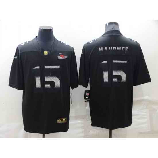 Men Kansas City Chiefs #15 Patrick Mahomes Black Shadow Stitched Jersey