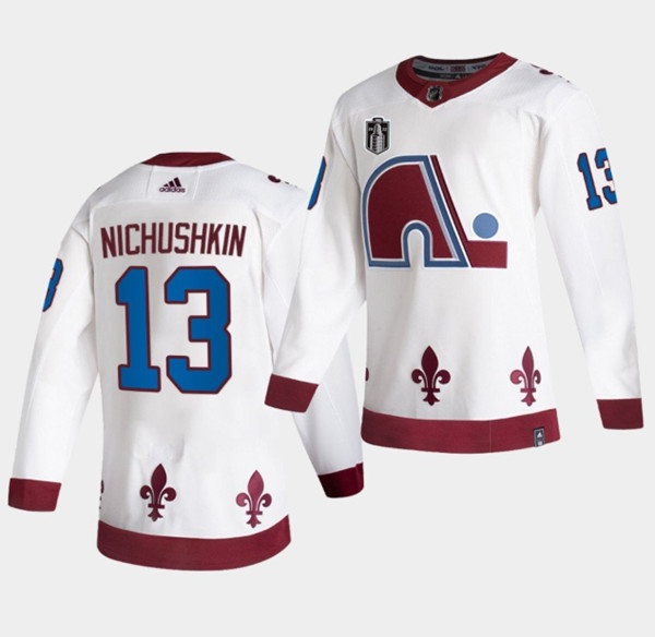 Men's Colorado Avalanche #13 Valeri Nichushkin White 2022 Stanley Cup Final Patch Reverse Retro Stitched Jersey->columbus blue jackets->NHL Jersey