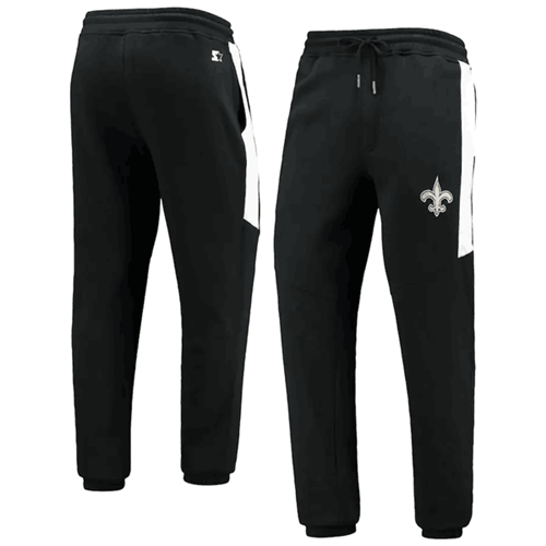 Men's New Orleans Saints Starter Black/White Goal Post Fleece Pants->new orleans saints->NFL Jersey