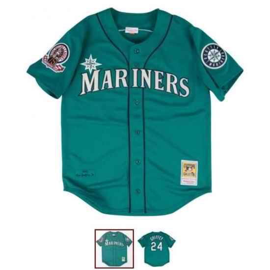 Youth Seattle Mariners Ken Griffey Jr #24 MItchell Ness Stitched Jersey->youth mlb jersey->Youth Jersey