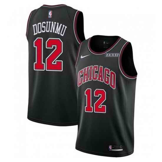 Men Chicago Bulls #12 Ayo Dosunmu Black Stitched Basketball Jersey
