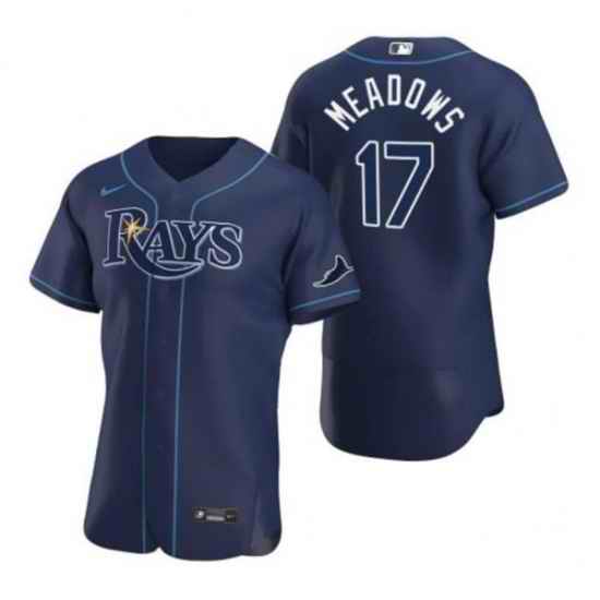 Men Tampa Bay Rays #17 Austin Meadows Navy Flex Base Stitched Jersey