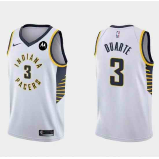 Men Indiana Pacers #3 Chris Duarte White Association Edition Swingman Stitched Jersey