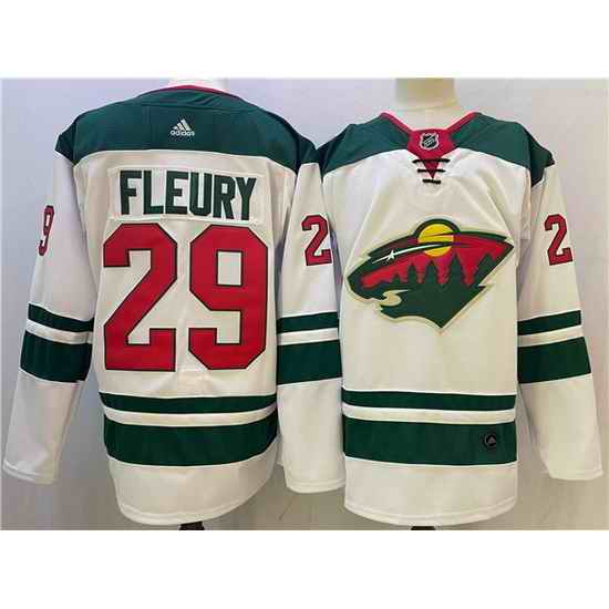 Men Minnesota Wild #29 Marc Andre Fleury White Stitched Jersey