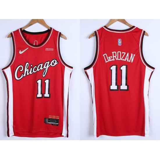 Men Chicago Bulls #11 DeMar DeRozan 75th Anniversary Red Edition Swingman Stitched Basketball Jersey