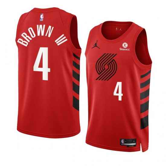 Men Portland Trail Blazers #4 Greg Brown III 2022 23 Red Statement Edition Swingman Stitched Basketball Jersey->portland trail blazers->NBA Jersey