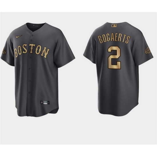 Men Boston Red Sox #2 Xander Bogaerts 2022 All Star Charcoal Cool Base Stitched Jersey