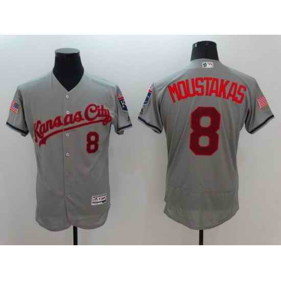 Men Kansas City Royals #8 Moustakas Grey Elite 2022 MLB Jersey->kansas city royals->MLB Jersey