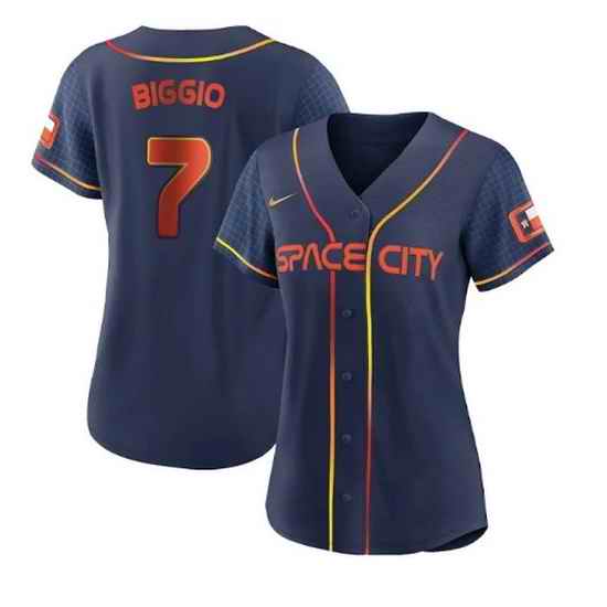 Women Houston Astros #7 Craig Biggio 2022 Navy City Connect Stitched Jersey 28Run Small 2