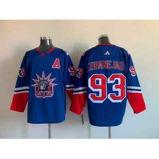 Men New York Rangers Mika Zibanejad #93 Blue 2022 Reverse Retro Stitched Jersey->south carolina gamecocks->NCAA Jersey