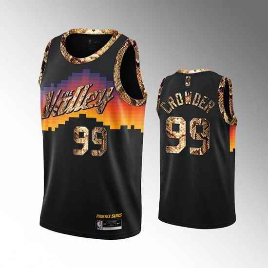 Men Phoenix Suns #99 Jae Crowder 2021 Balck Exclusive Edition Python Skin Stitched Basketball Jersey
