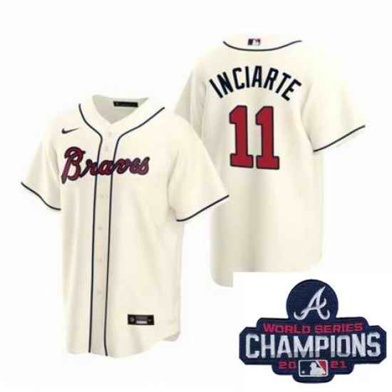 Men Nike Atlanta Braves #11 Ender Inciarter Ice Cream Alternate Stitched Baseball Stitched MLB 2021 Champions Patch Jersey
