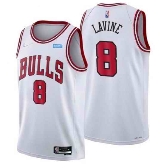 Men Chicago Bulls #8 Zach LaVine 75th Anniversary White Swingman Stitched Basketball Jersey