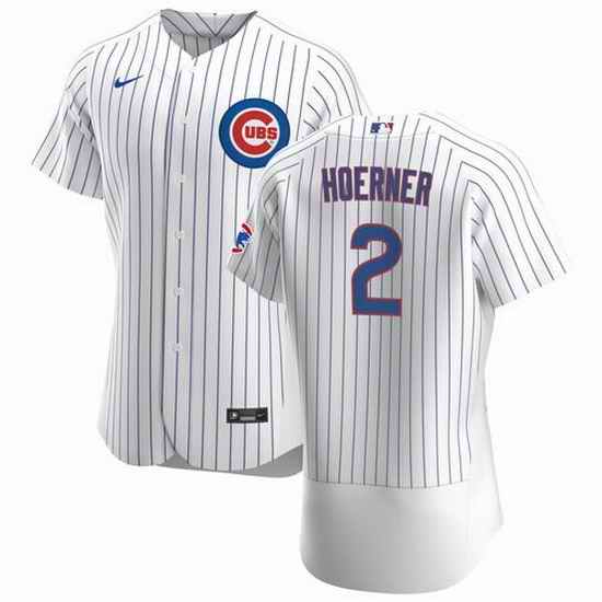 Men Chicago Cubs #2 Nico Hoerner White Flex Base Stitched jersey