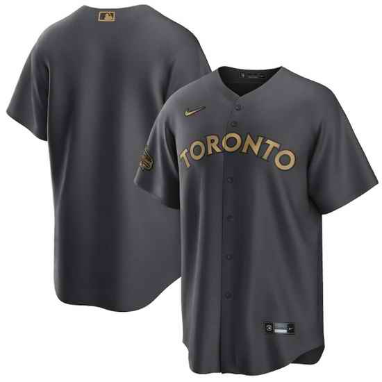 Men Toronto Blue Jays Blank 2022 All Star Charcoal Cool Base Stitched Baseball Jersey