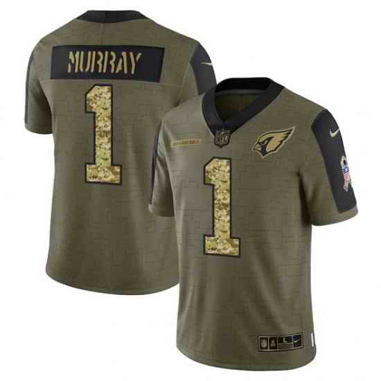 Men Arizona Cardinals #1 Kyler Murray 2021 Salute To Service Olive Camo Limited Stitched Jersey
