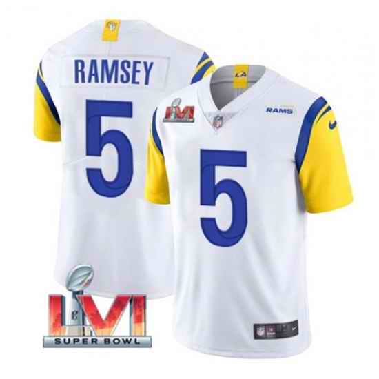 Nike Los Angeles Rams #5 Jalen Ramsey White 2022 Super Bowl LVI Vapor Limited Jersey