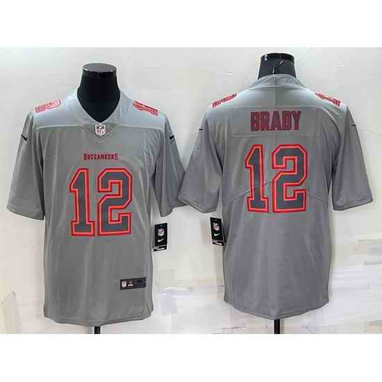 Men Tampa Bay Buccaneers #12 Tom Brady Grey Atmosphere Fashion Stitched Jersey