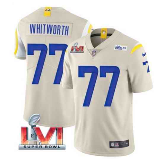 Nike Los Angeles Rams #77 Andrew Whitworth Bone 2022 Super Bowl LVI Vapor Limited Jersey